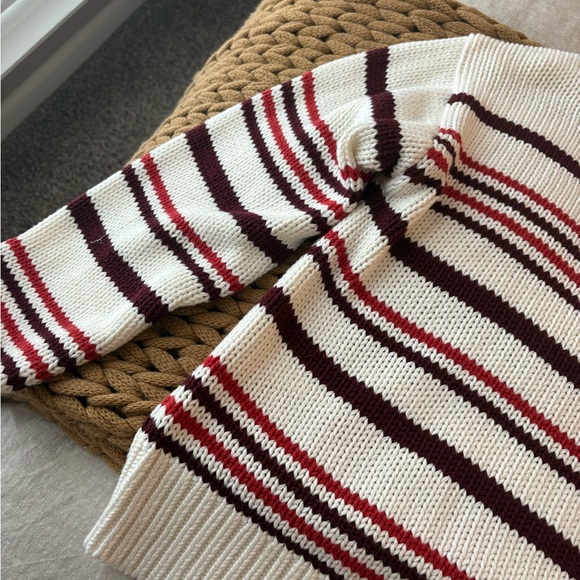 NWT Madewell Cream and Red Striped Turtleneck Sweater - Picture 4 of 5